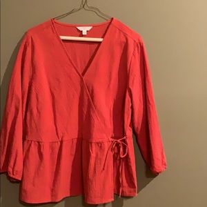 Red Time and Tru crisscross top